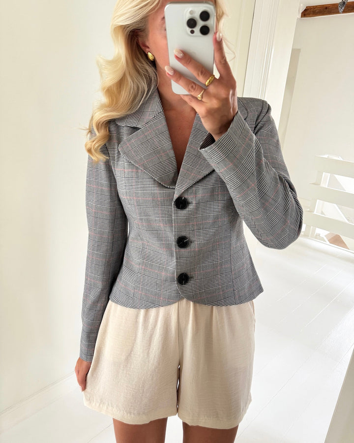 Y.A.S jakke thela ls checked star white/checks