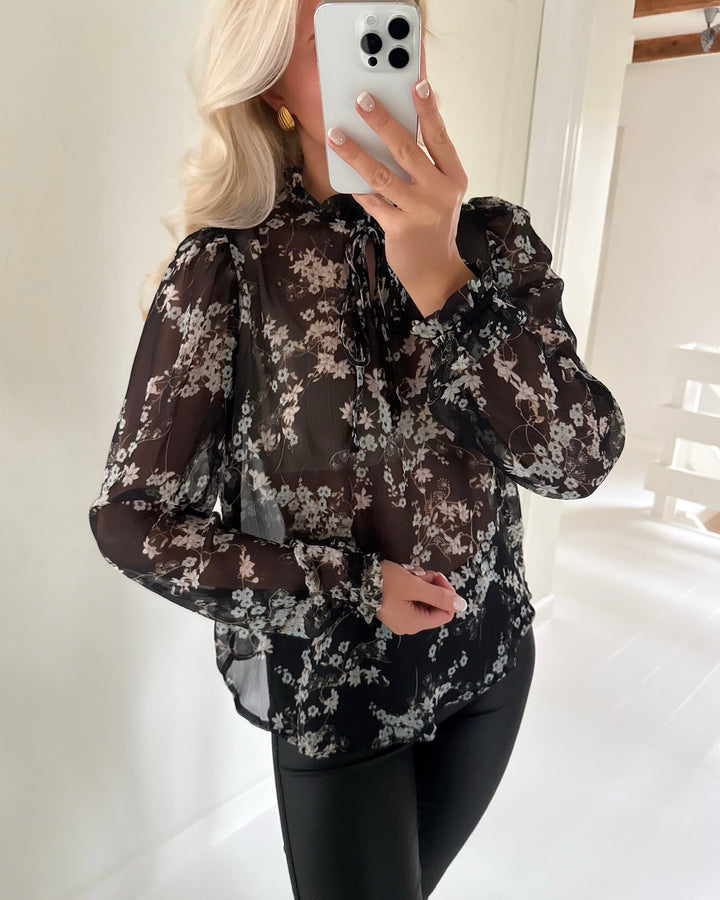 Sister's Point bluse elza-ls1 black/flower