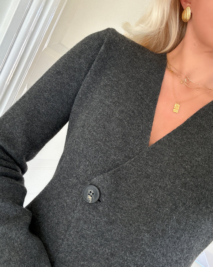 Only cardigan myera life ls one button dark grey melange