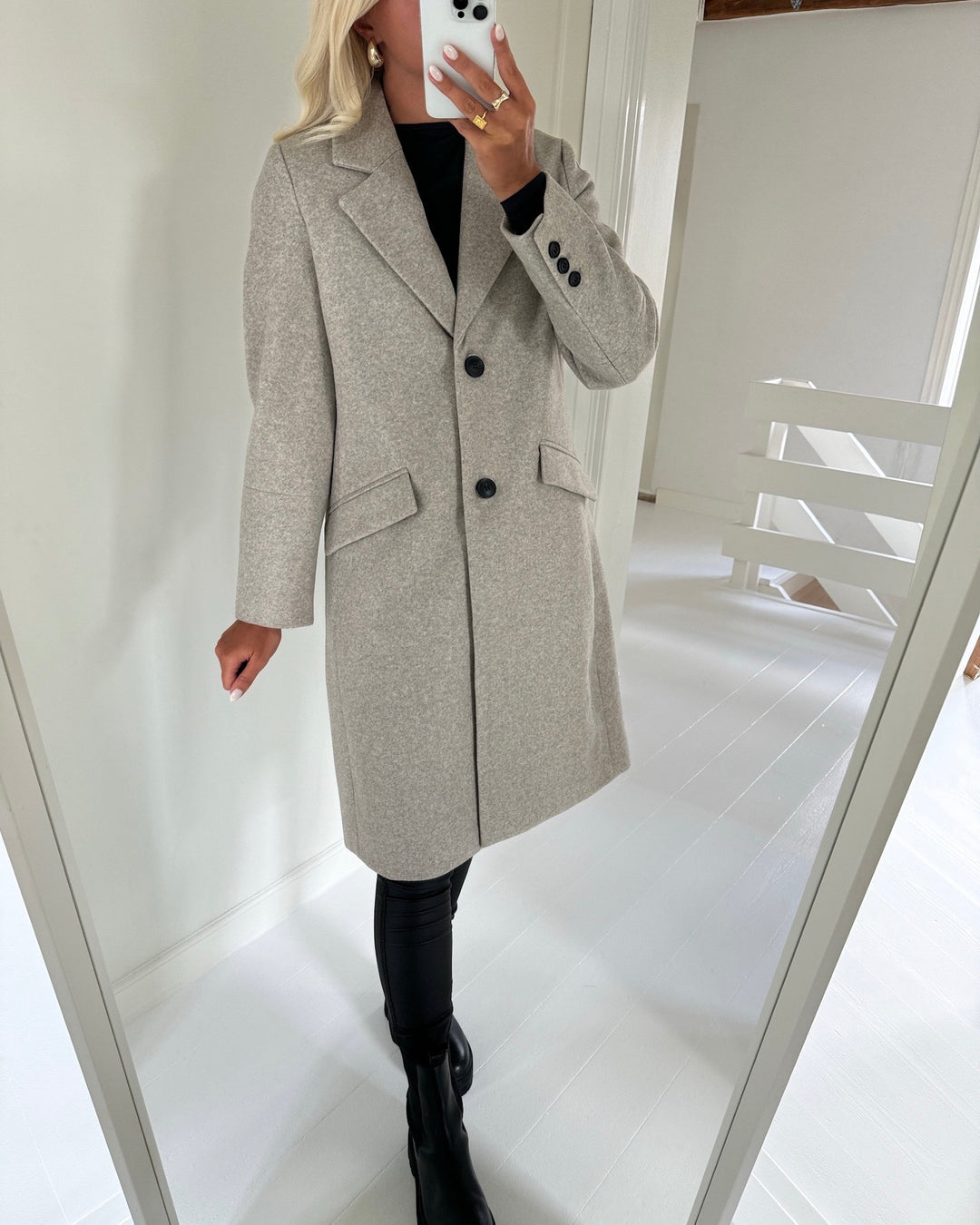 Vero Moda frakke fortunesara long silver mink/melange