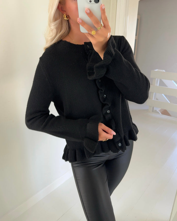 Only cardigan rima life ls frill butto cardi cs knt black/dtm button