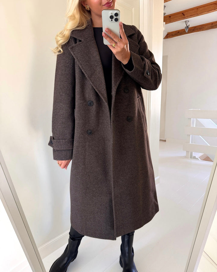 Vero Moda jakke eva long chocolate torte melange