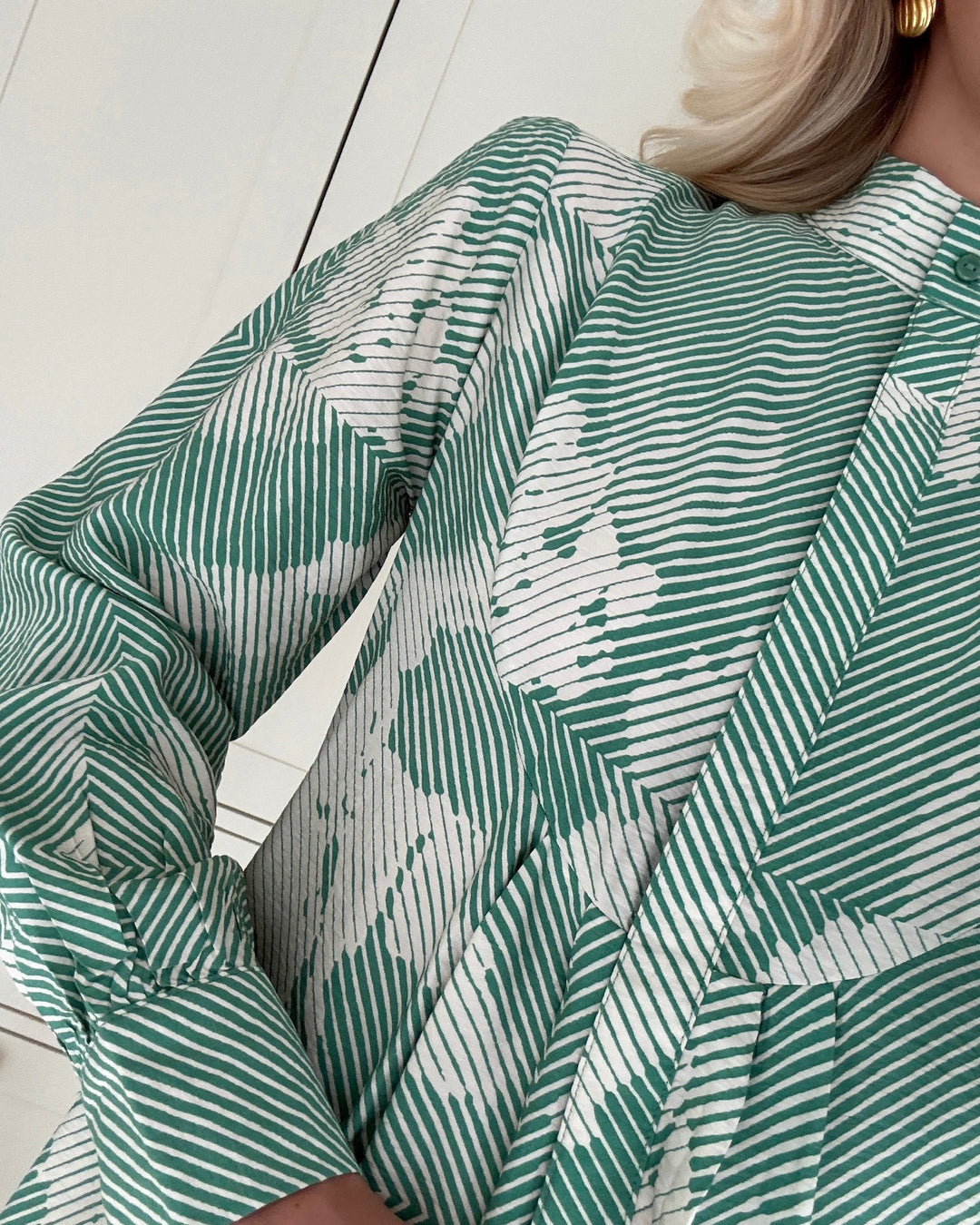 JDY kjole troya life ls maxi deep green/graphic sandshell