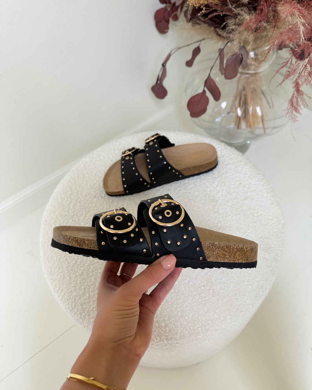 Only sandal maxi-16 pu studs buckle black