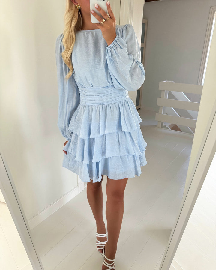 Vero Moda kjole lise boatneck short exp ga air cashmere blue
