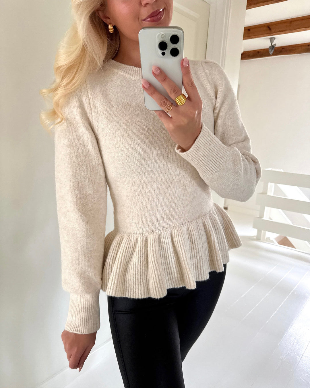 Vero Moda striktrøje modena ls highneck birch melange