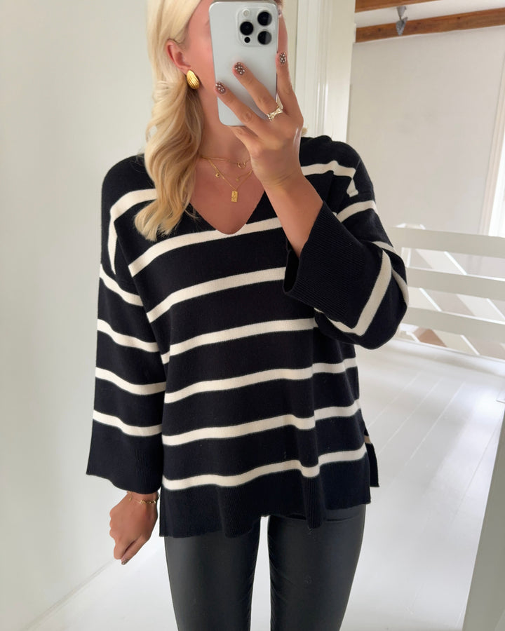 Vero Moda strik saba stripe black/birch