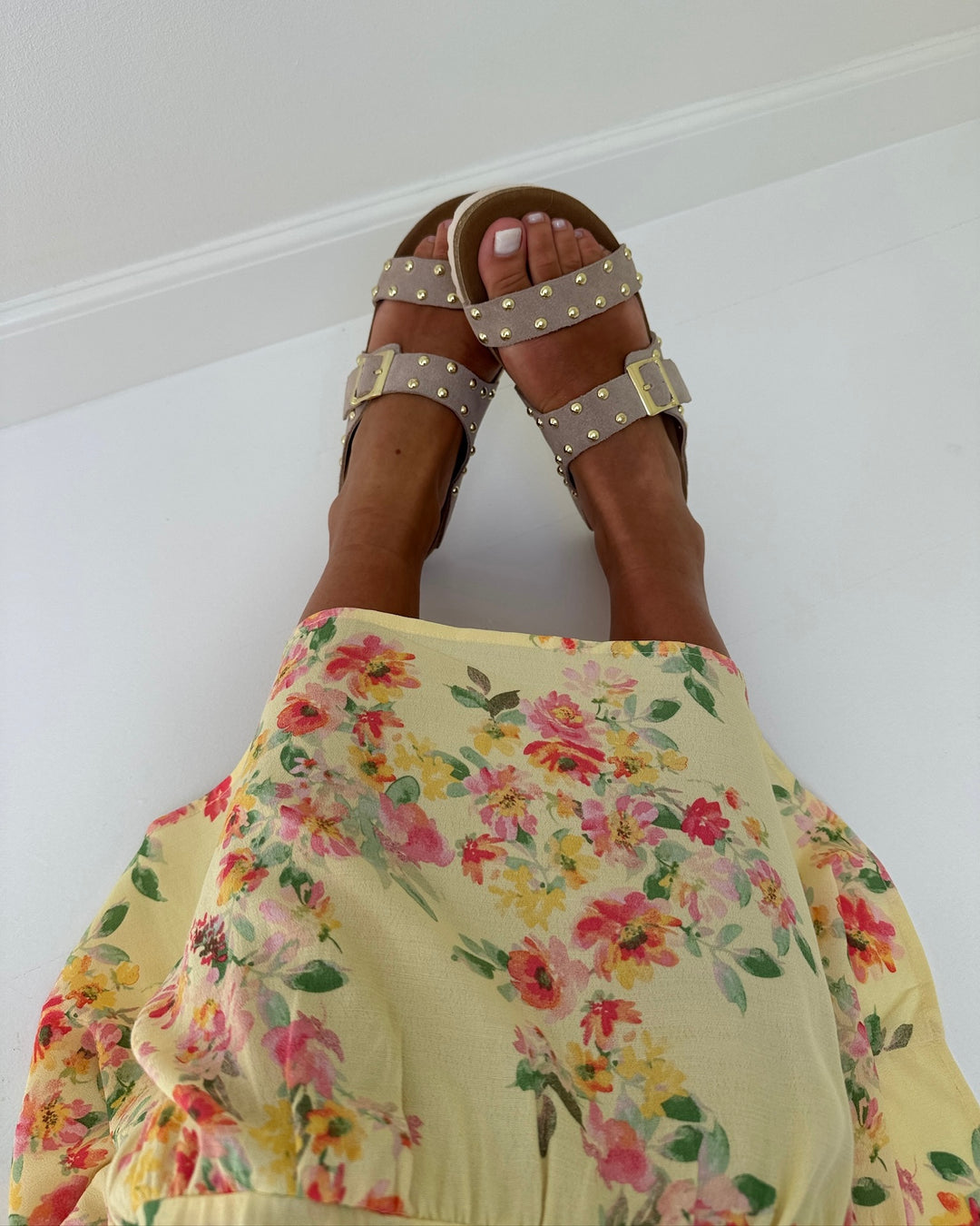 Pieces sandal seluna suede fotbed warm sand