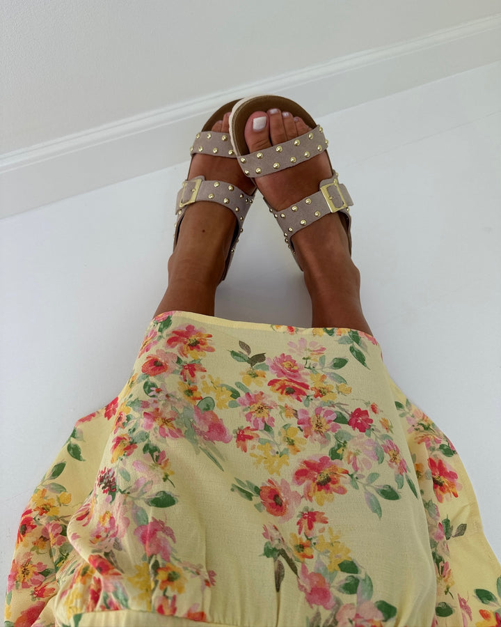 Pieces sandal seluna suede fotbed warm sand