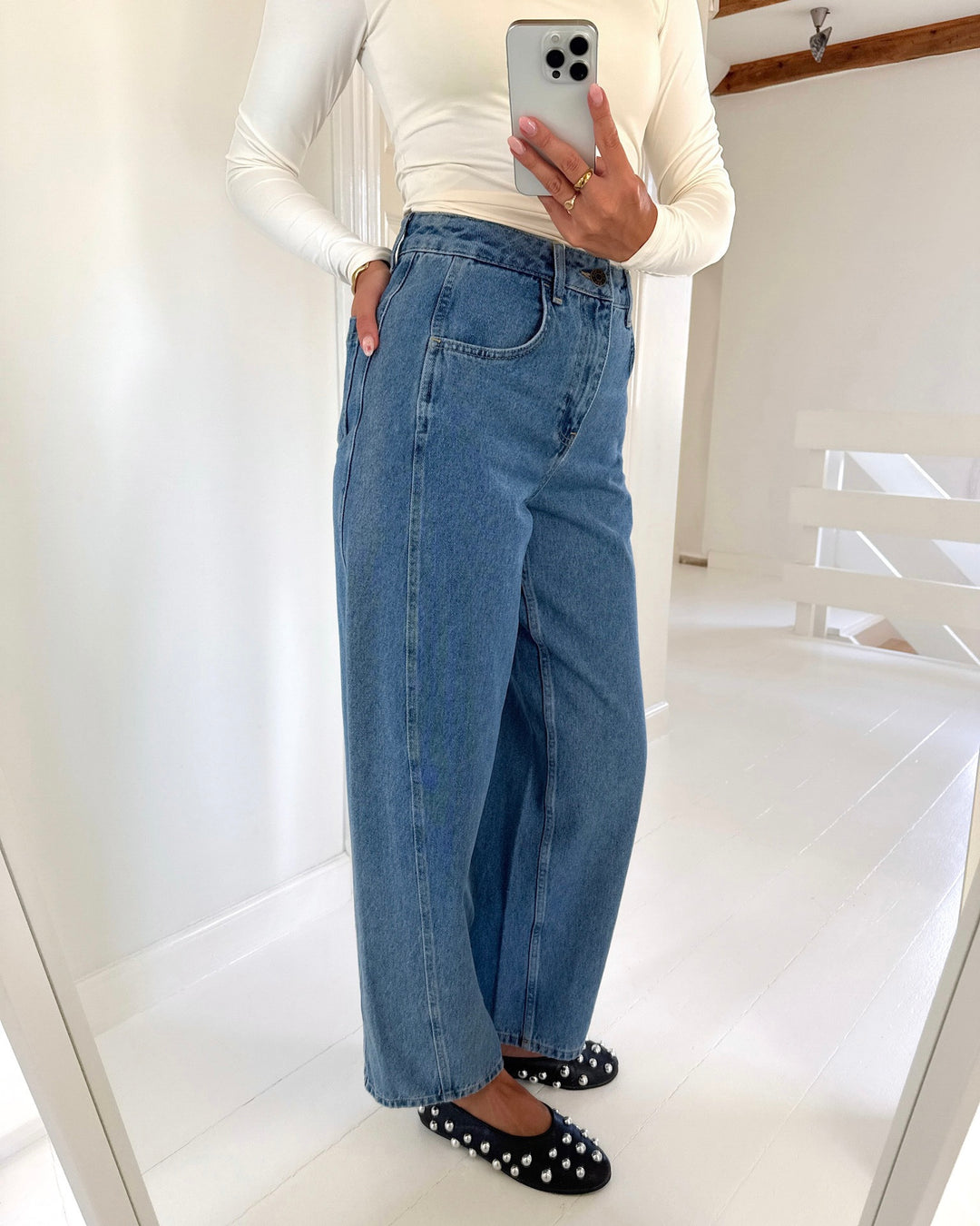Y.A.S jeans camea hw barrel ankle light blue denim