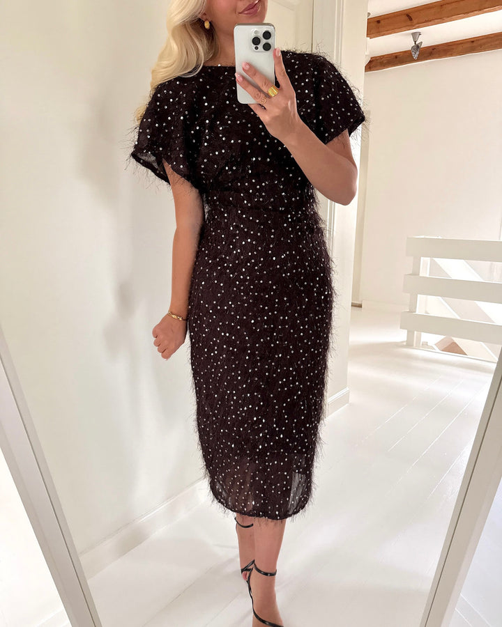 Y.A.S kjole ilza drape long dress coffee bean