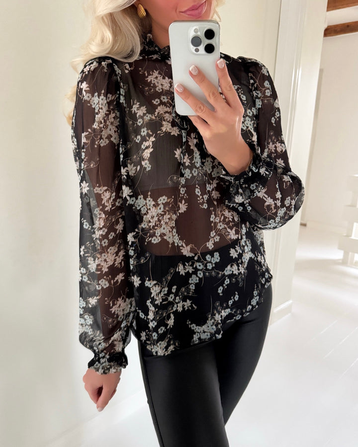 Sister's Point bluse elza-ls1 black/flower