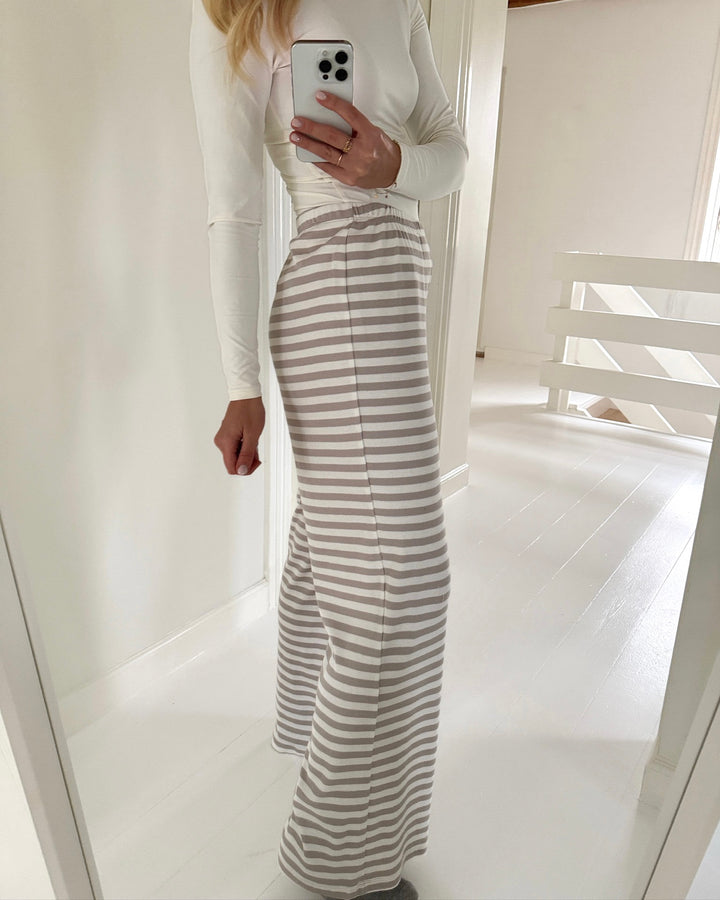 Vero Moda bukser lise hw wide silver lining stripes snow white