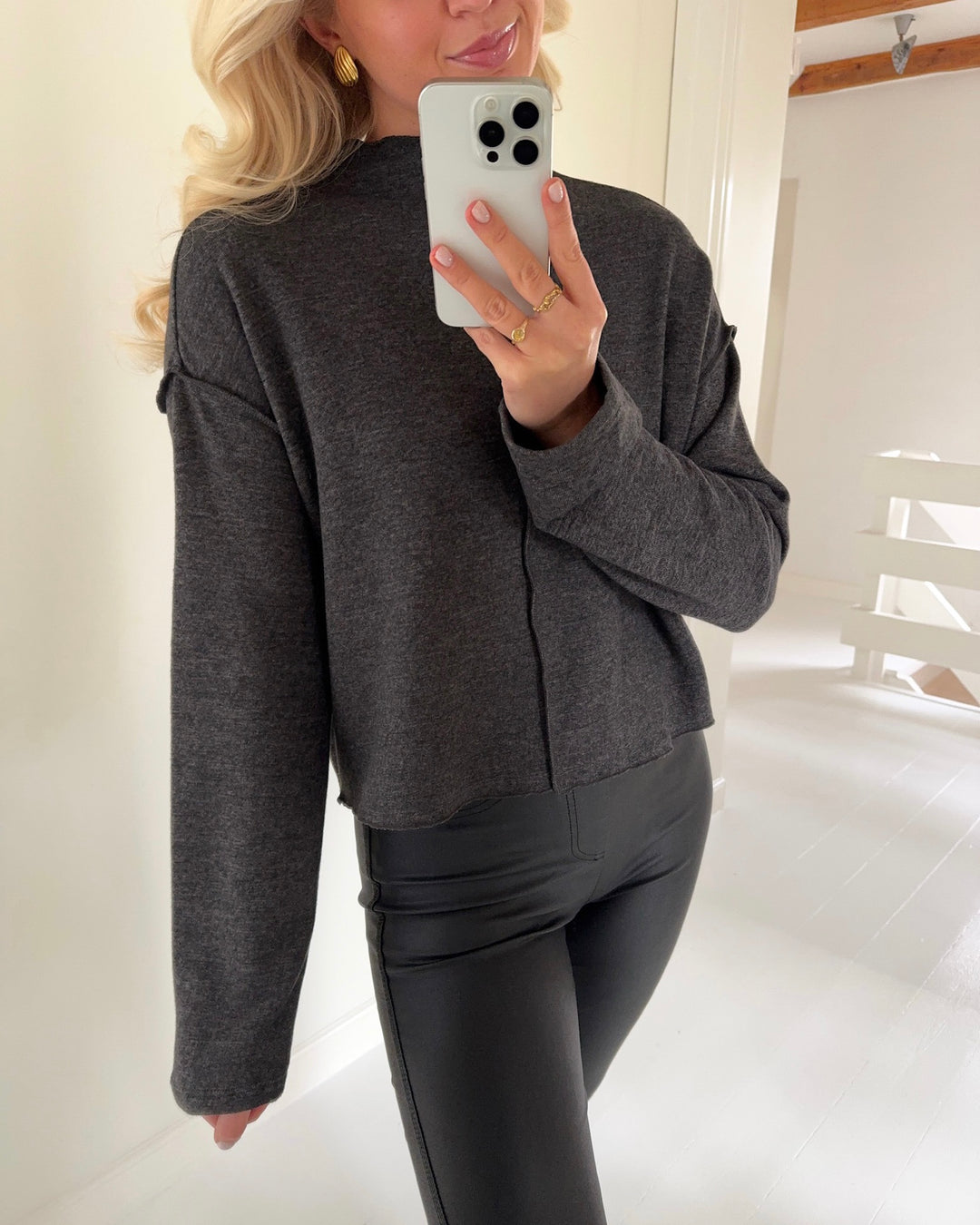 Vero Moda bluse bella ls high neck black/melange