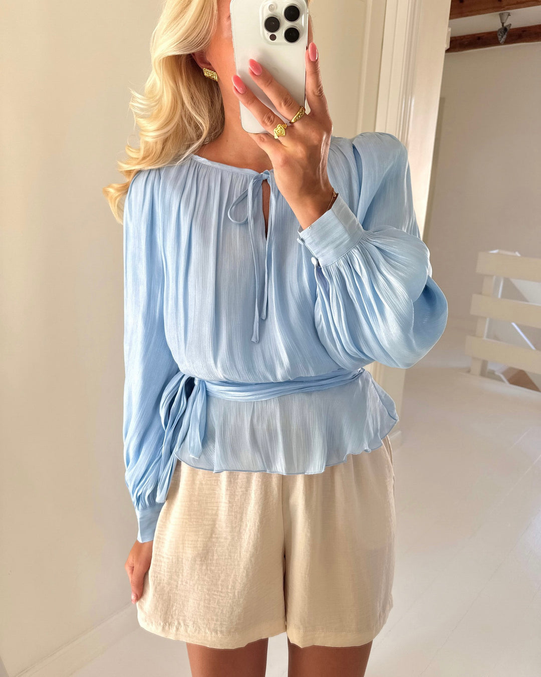 Vero Moda top elisa ls detail cashmere blue