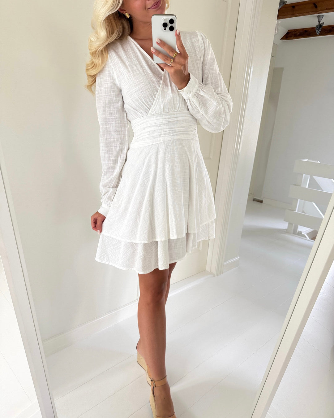 Vero Moda kjole mie polly ls short snow white