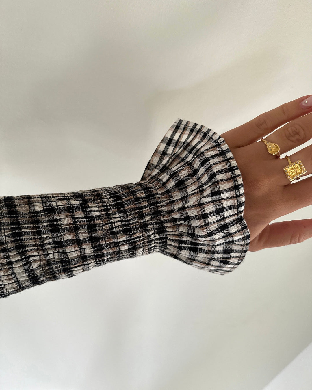 Y.A.S kjole chemma ls smoch midi eggnog/checks - FORUDBESTILLING LEV. UGE 50