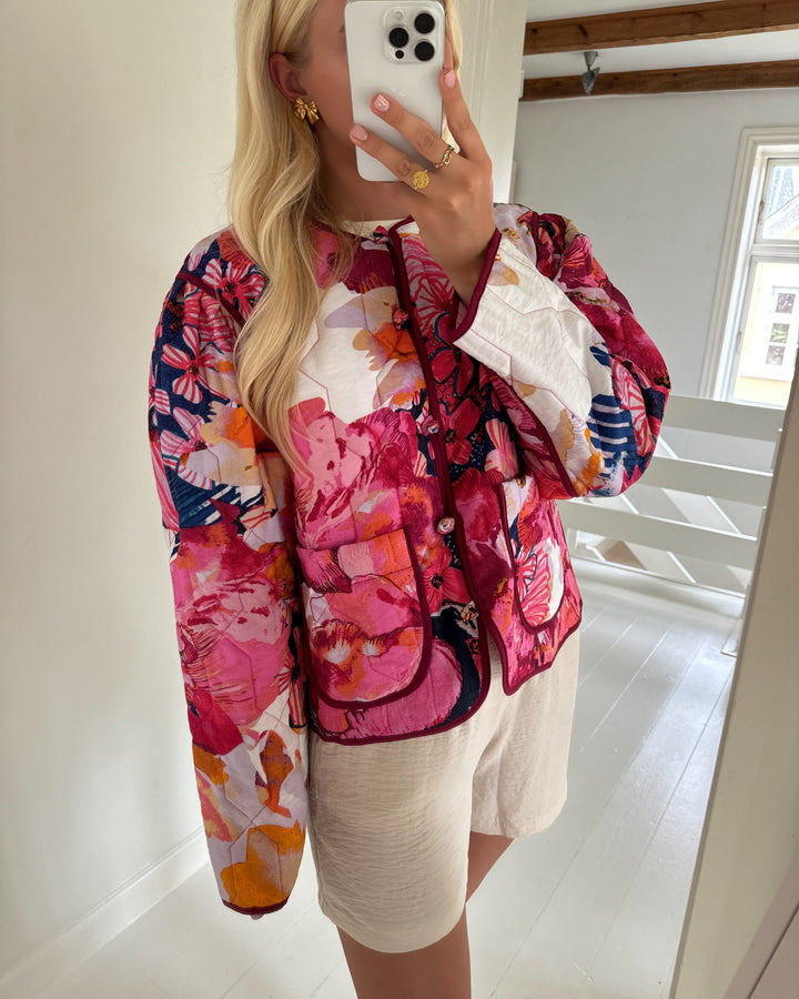 Y.A.S delphi ls quilted jacket s. sachet pink/delphi print