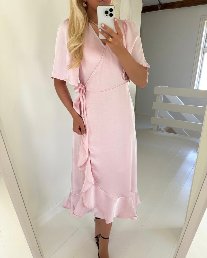 Vero Moda kjole livia ss calf wvn exp cherry blossom - FORUDBESTILLING LEV. UGE 35