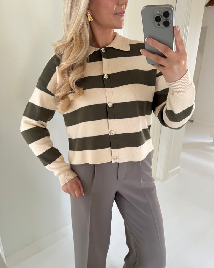 Pieces cardigan jassy polo knit sphagnum birch