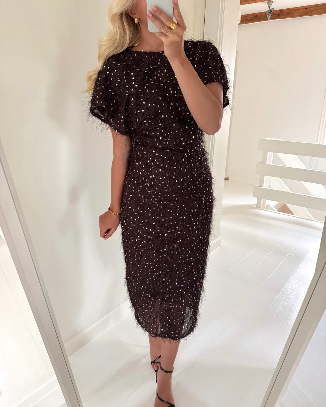 Y.A.S kjole ilza drape long dress coffee bean