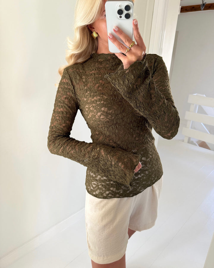 Vero Moda bluse talula ls straight dark olive