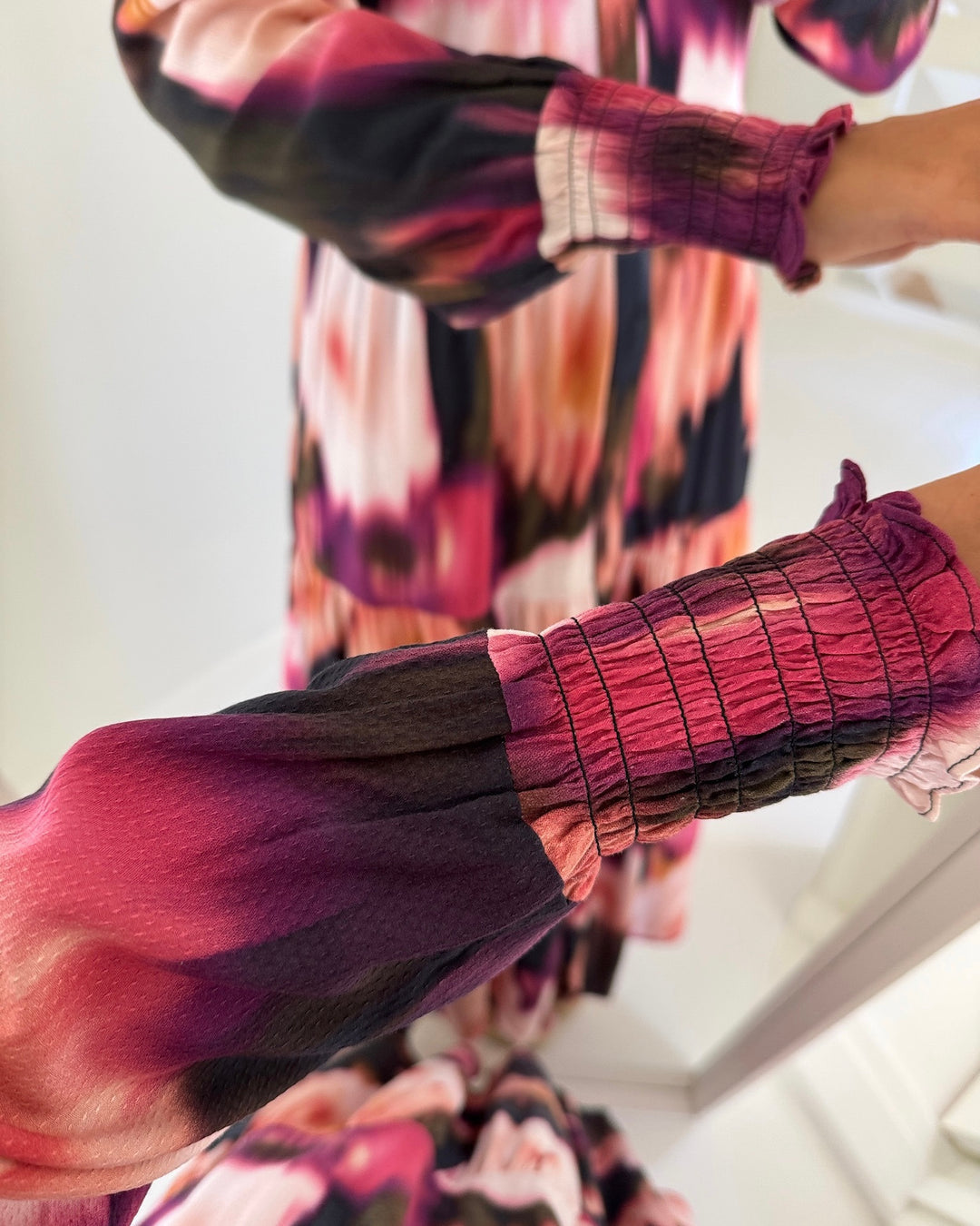 Y.A.S kjole asina ls long shirt black/mindy aop