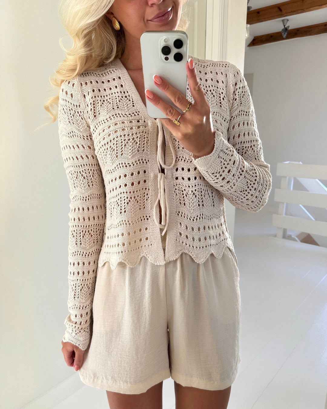 JDY cardigan sun lay ls v-neck tie tapioca