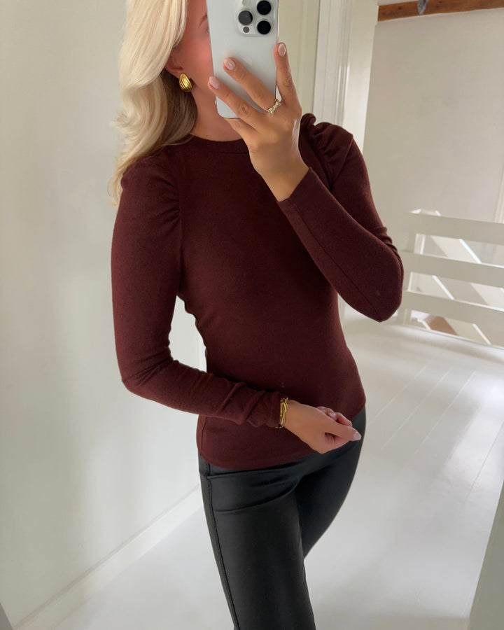 JDY bluse tonsy ls puff sleeve rum raisin