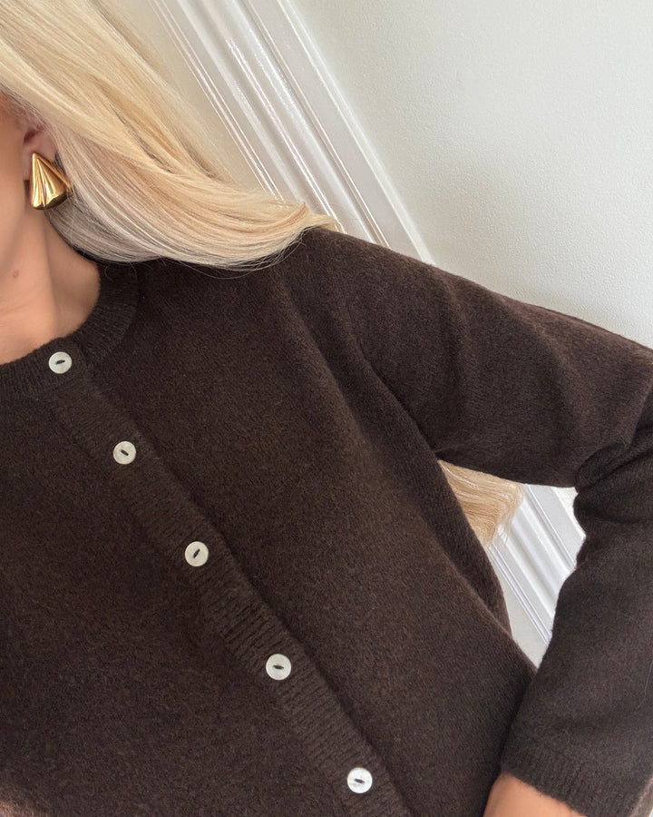 Only striktrøje simoni ls o-neck coffee bean/melange
