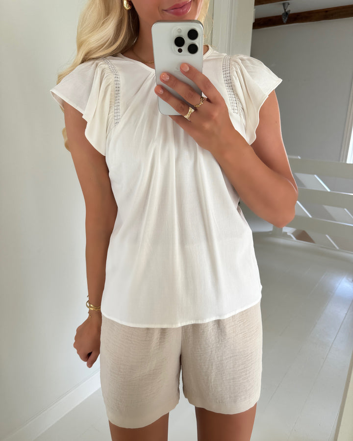 Vero Moda top bella ls lace snow white