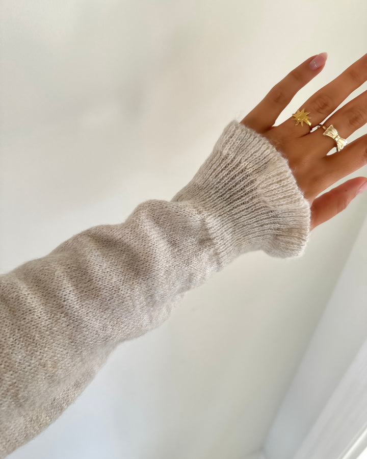 JDY cardigan letty l/s on frill knt noos birch/melange - FORUDBESTILLING LEV. UGE 41