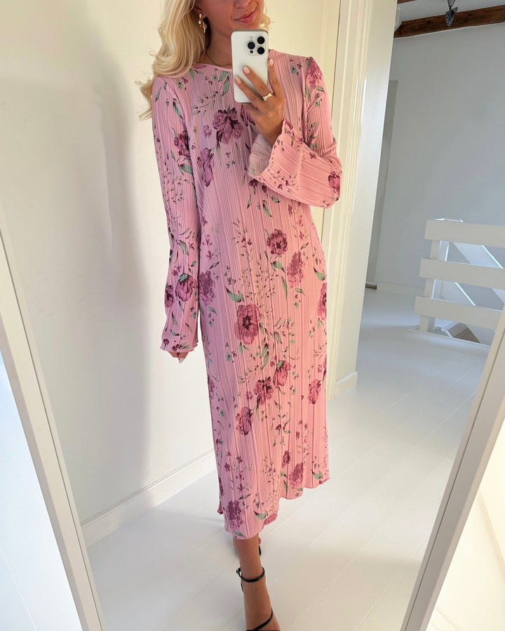 Pieces kjole amber ls midi pink nectar/flowers