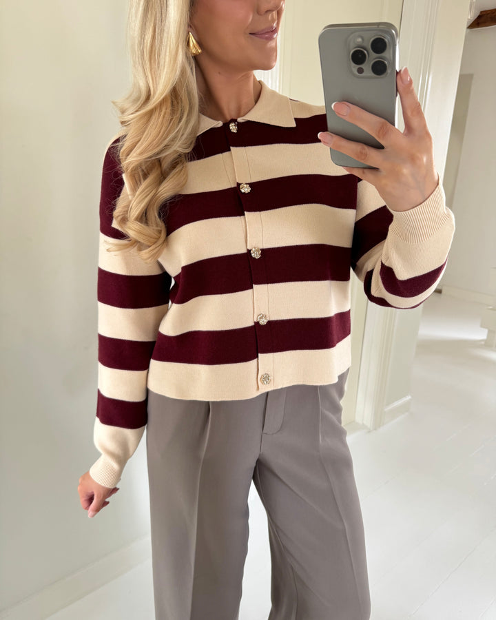 Pieces cardigan jassy polo knit winetasting birch