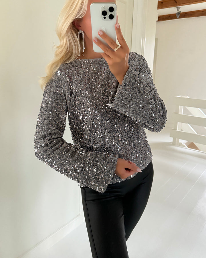 Vero Moda bluse bella ls boatneck griffin/griffin sequins