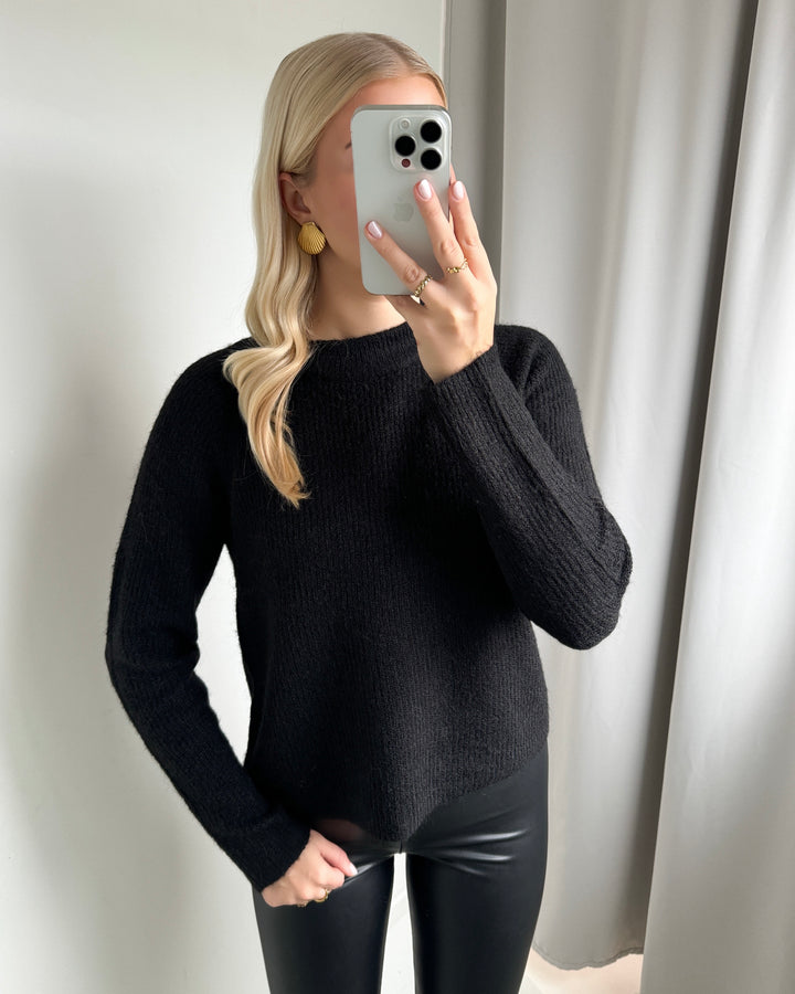 Pieces striktrøje ellen ls o-neck black