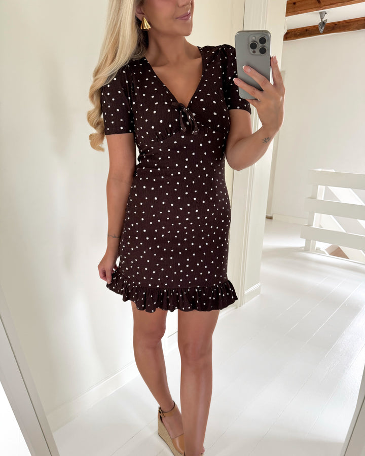 Only kjole molly ss v-neck shopping bag/cloud dancer dots