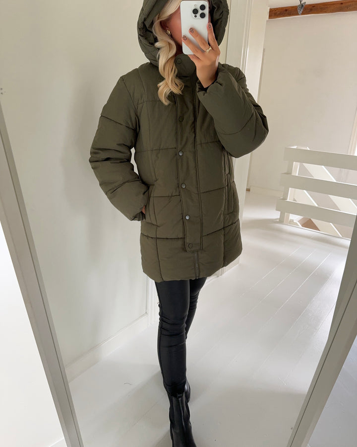 JDY jakke wonder long hood ivy green