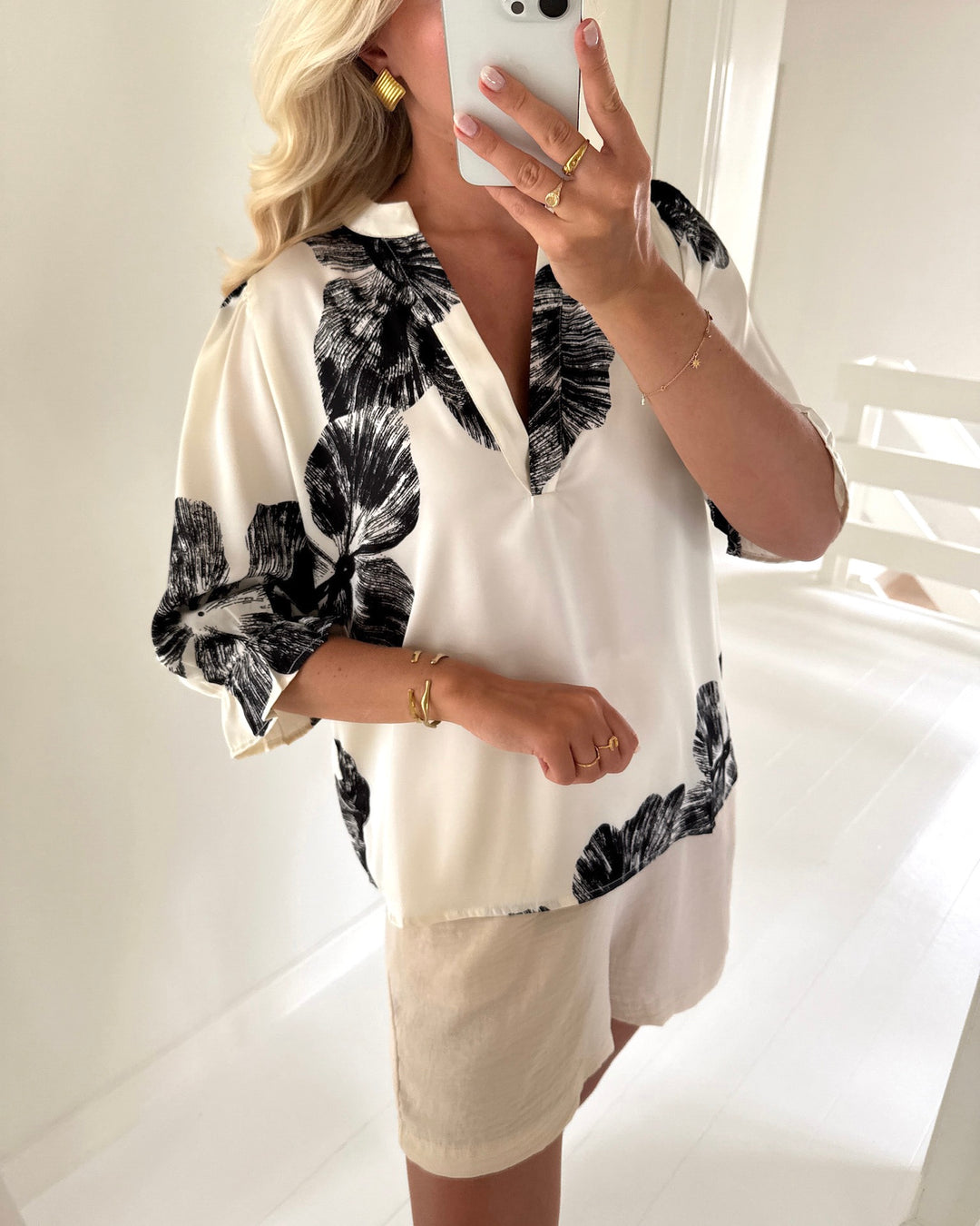 Sister's Point bluse venny-ss8 cream flower