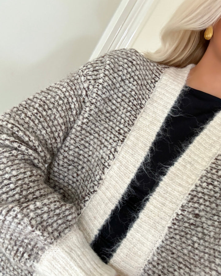 Vero Moda cardigan lovely ls open oatmeal/mel w. chocolate torte