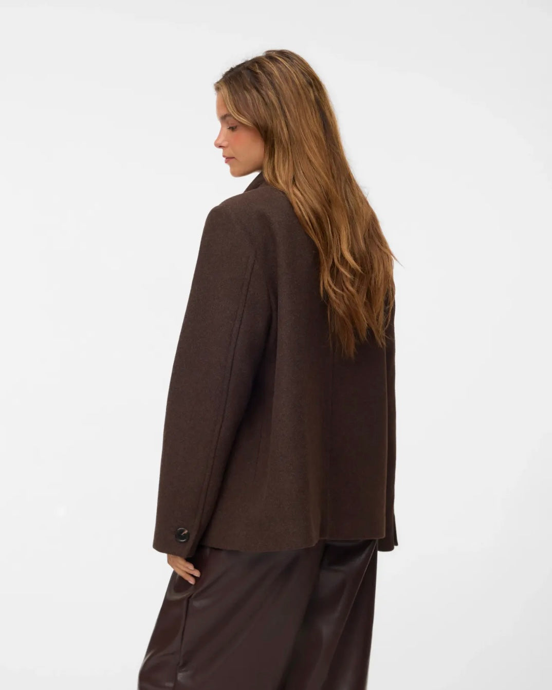 Vero Moda jakke unalaura wool blend chocolate torte melange