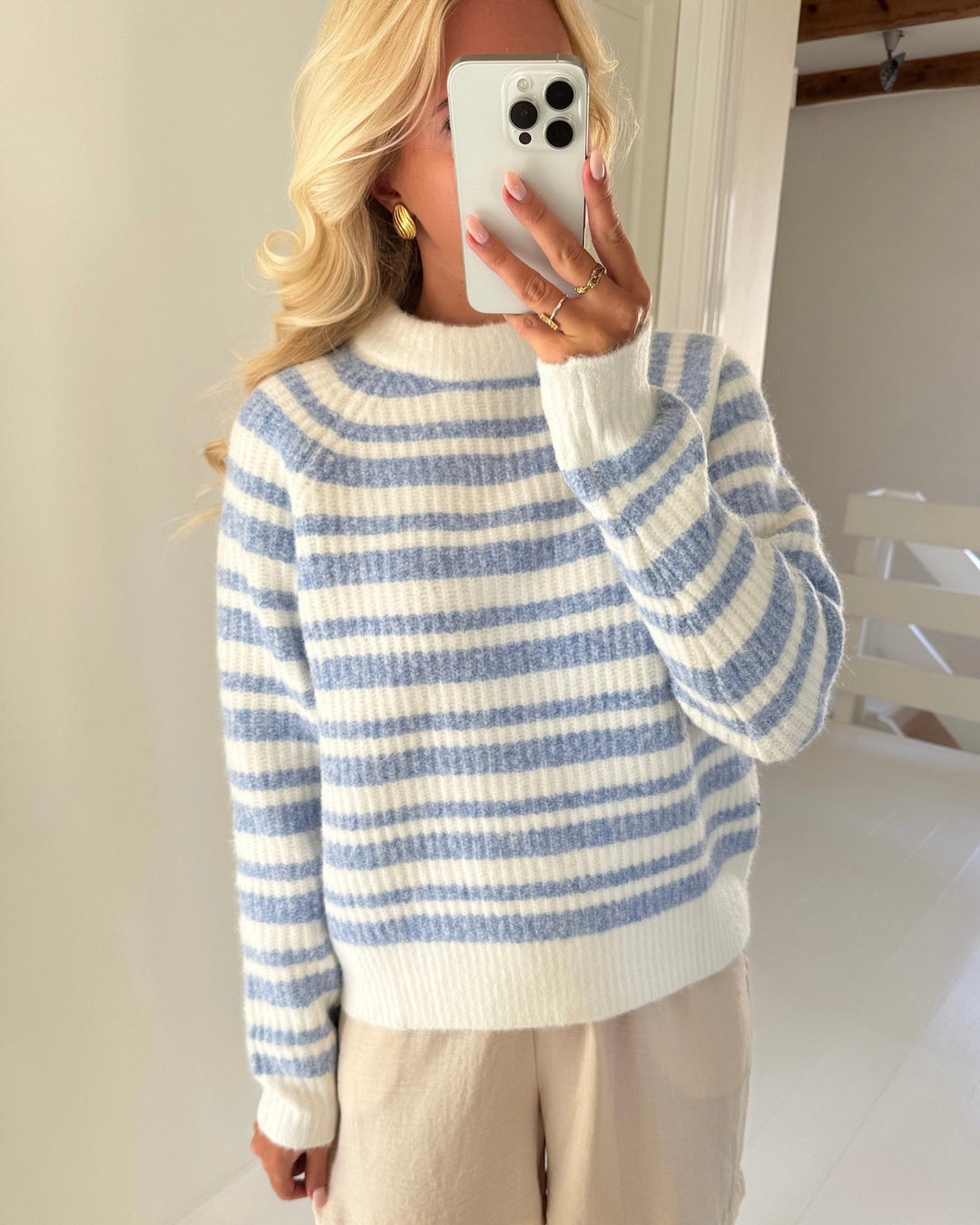 Sister's Point striktrøje hica-pu cream/blue