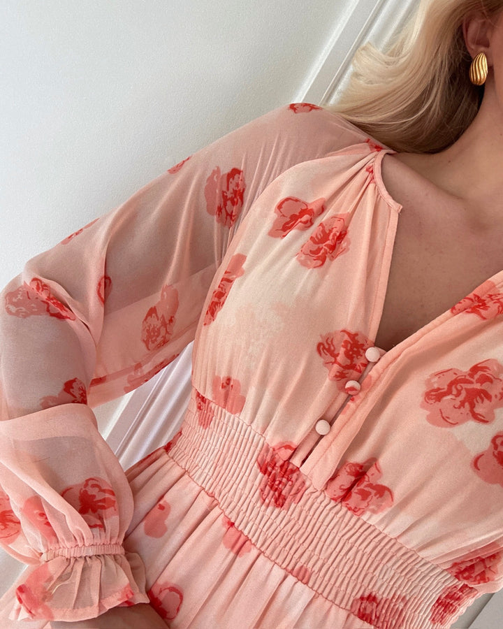 Aware by Vero Moda kjole maude ls v-neck pearl/desert flower