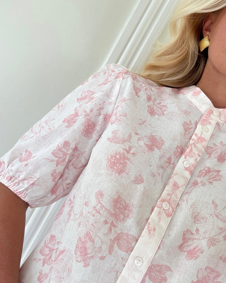 A-View skjorte lin sand/pale pink
