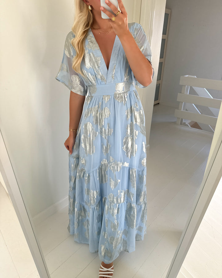 Verio Moda kjole chili ss frill maxi wvn exp skyway/gold