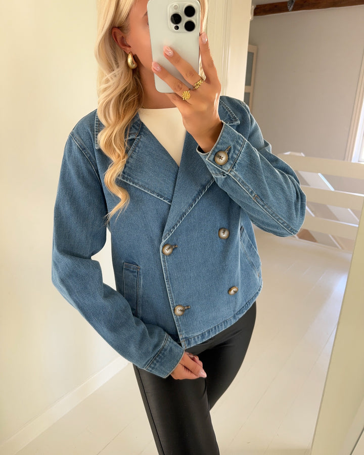 JDY jakke trina ls medium blue denim