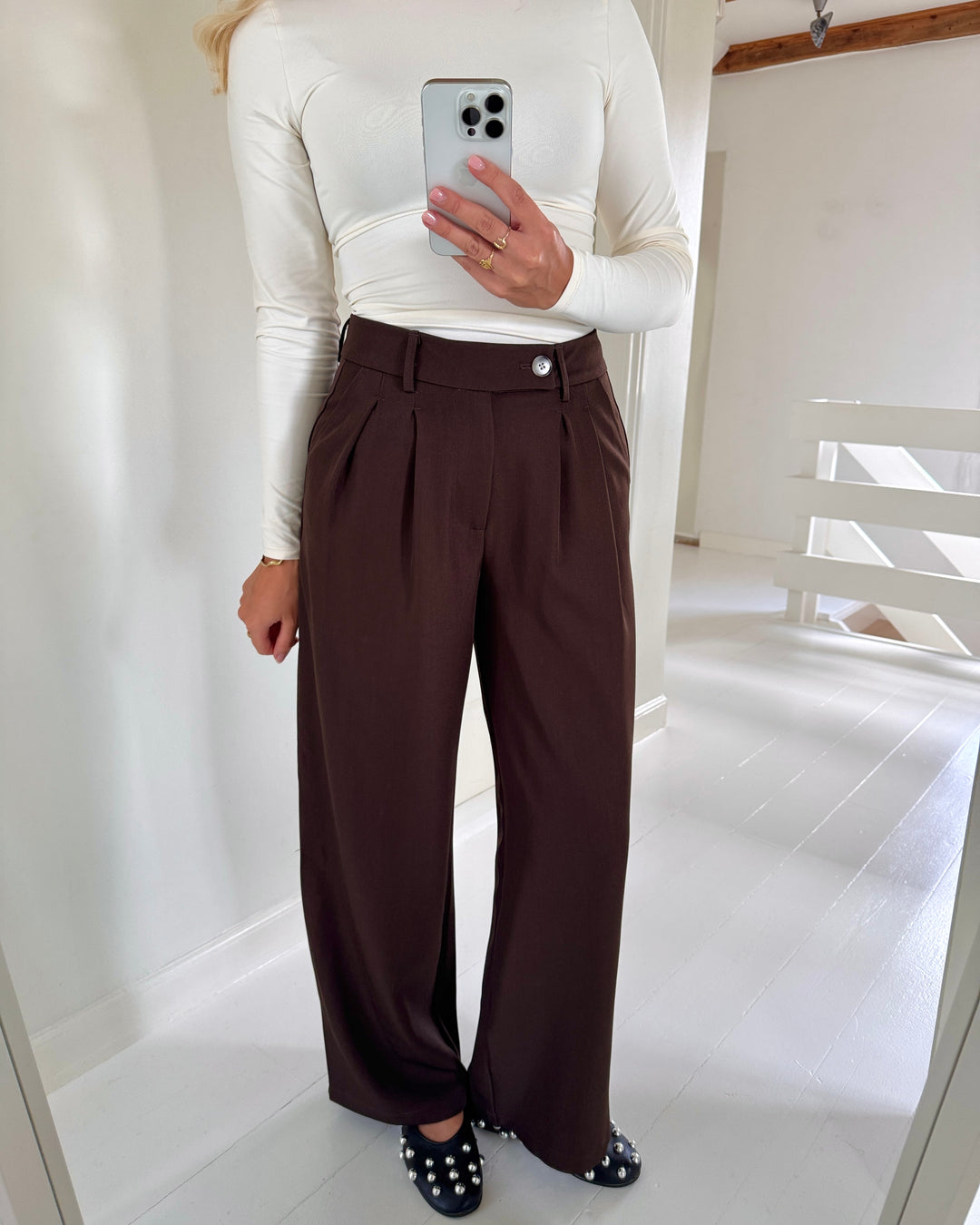 Only bukser miles pleat wide coffee bean
