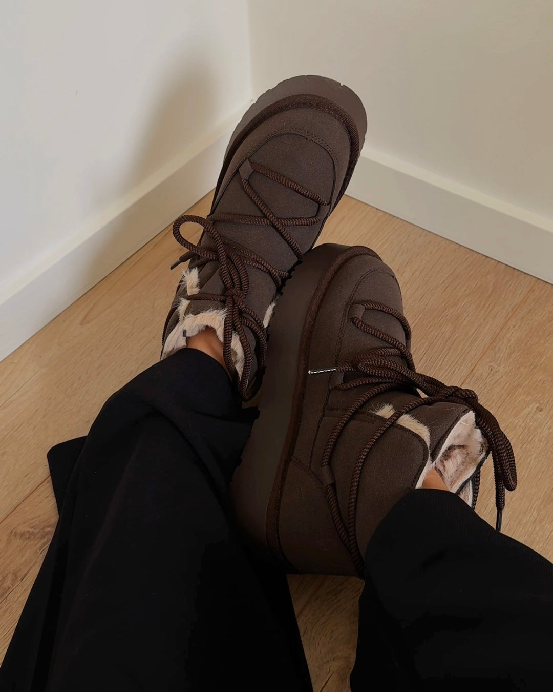 Only støvler fan felicia lace teddy platform bracken - FORUDBESTILLING LEV. UGE 43