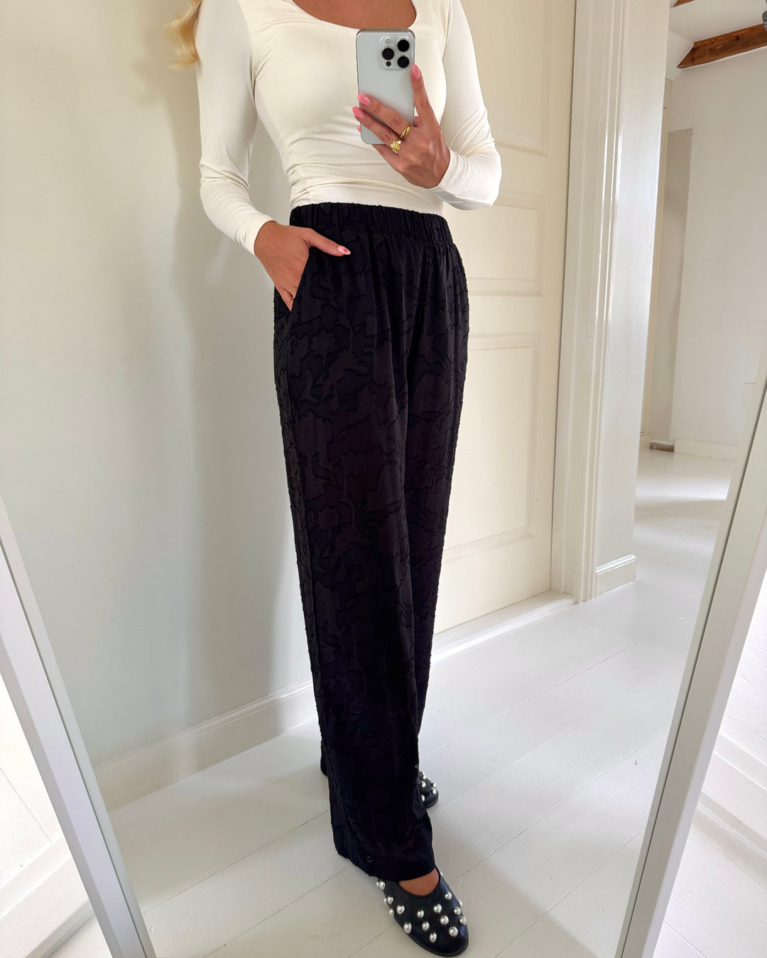 Pieces bukser nea mw lace pant black/short lining