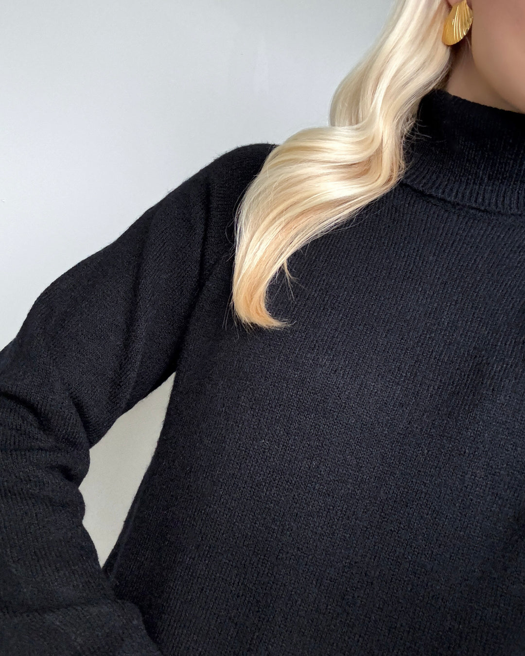 Pieces striktrøje juliana ls rollneck knit black